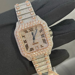 Luxury Fashion Business Designer <b>Watch</b> Hiphop Bling Icedout Square Stainless Steel Moissanite Diamond Quartz Men Women - Product Image 1