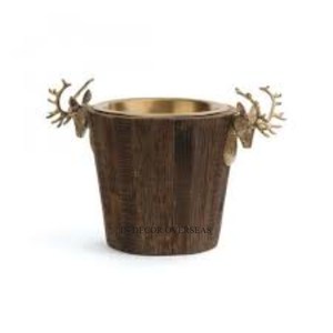 Rustic Vintage Art Designer Premium Quality Wooden Exterior And Silver Shiny Polished Aluminum Interior Wine Ice Bucket Supplies - Product Image 4