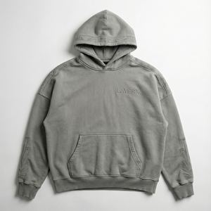 Sweat à capuche ample en molleton français lourd, brodé, écologique, en coton 500 g/m², style Art déco, effet vieilli, pour homme - Product Image 1