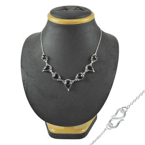 สร้อยคอจี้โอนิกซ์สีดำสีเงินสเตอร์ลิง925ดีไซน์วินเทจออกแบบได้ตามต้องการโดยตรงจากโรงงานขายส่ง925 - Product Image 1