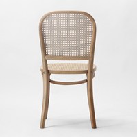 Chaise de salle à manger bon marché en cadre en bois de teck massif avec rotin naturel sur l'assise et le dossier pour une utilisation intérieure et extérieure
