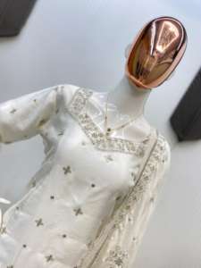 Elegante último exclusivo Chinon blanco elegante Sharara traje de moda de fiesta de lujo ropa de novia muy exigente ropa de mujer chica - Product Image 2