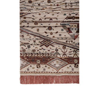 Manchaha Geometric Pattern Hand Knotted Wool & Bamboo <b>Silk</b> Rug <b>Red</b> & Orange-For Home Use Les-2747 - Product Image 4