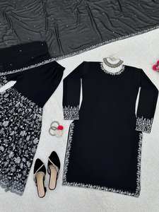 Conjunto Salwar de ropa india y pakistaní de tamaño personalizado con detalles de encaje Kurti Plazzo y Dupatta Gotta - Product Image 5