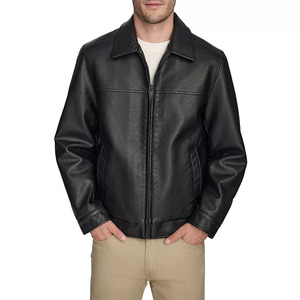 Chaqueta Clásica de Invierno para Hombre, de Cuero Sintético, Chaqueta Bomber Cálida con Capucha, Chaqueta de Piloto de Motocicleta Acolchada Negra/Marrón - Product Image 1