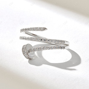 แหวนหมั้นชุบทองด้วยเพชรเม็ด925สีเหลืองเงินแหวนหมั้นออกแบบได้ตามต้องการ - Product Image 3