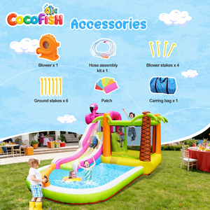 <span class=keywords><strong>Castillo</strong></span> Inflable Cocofish con Temática de Flamencos, Tobogán Inflable para Niños, Juegos Inflables para Interiores y Exteriores - Product Image 4