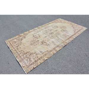 Turkish Rug, 4.9x9.4 ft Vintage Rug, <b>Brown</b> White Camouflage <b>Wool</b> Rug - Product Image 3