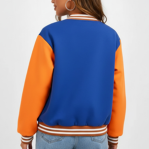 Chaqueta Varsity Extra Grande para Mujer, la Más Vendida, Ropa Casual de Invierno, 2 Tonos, Logotipo Personalizado, Hombros Caídos, 100% Lana, Remaches de Perlas - Product Image 3