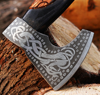 Hacha de acero de alto carbono forjada a mano, hacha Barbuda funcional para exteriores, mango de madera, hacha vikinga Tomahawk hecha a mano