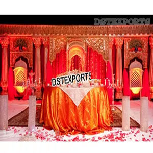 Musulmán Walima Stage Jhronka Decor Pakistani Wedding Style Stage Decoration New Stages Jhronka Fiber Decor - Product Image 1