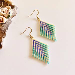 Modern Glass <b>Beads</b> Earrings with Turquoise Design and Cascading <b>Fringe</b> Unique Jewelry Gift From MS Handicraft - Product Image 4