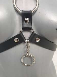 LWH-0047 de soutien-gorge gothique en cuir noir avec harnais et cage de poitrine - Product Image 6