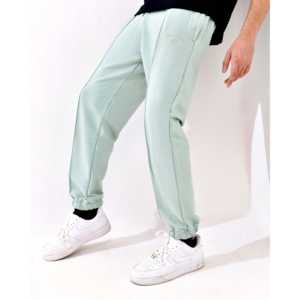 Pantalon plissé taille haute pour femme, coupe droite, en tissu éponge respirant, avec fermeture élastique à la taille, couleur menthe lavée - Product Image 5