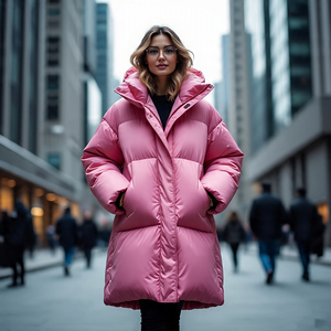 Femmes doudoune rembourré vestes nouveau hiver tique chaud matelassé pardessus dames fermeture éclair longue bouffante vêtements d'extérieur femmes - Product Image 5