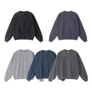 Sweatshirts pour hommes en éponge française lavés à l'acide vintage 380gsm personnalisés vente en gros de pulls ras du cou en coton pour hommes - Product Image 1