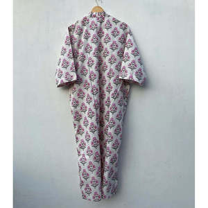 Robe kimono en coton imprimée à la main, peignoir d'été floral, doux, taille unique, peignoir de bain, motif animalier dessiné à la main pour la maison - Product Image 4