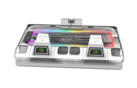 Station de refroidissement GAMINJA pour PS5/Slim/Pro avec double chargeur de manettes, 16 emplacements pour jeux, 7 ventilateurs de refroidissement RGB à 3 niveaux, support de charge