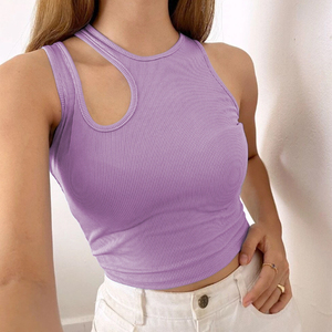 OEM Custom Logo Blank Knit Wholesale Plain Women Crop Tank <b>Top</b> for Summer - Product Image 3