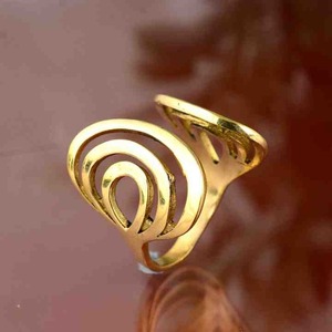 <b>Women's</b> Vintage Ethnic <b>Statement</b> <b>Ring</b> High Quality Peace Design Classic Style 24K Gold Plated Brass Adjustable Openwork Wedding - Product Image 3