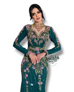 Nouvelle robe de soirée de luxe à sequins et perles, style Empire, coupe trapèze, longueur ras du sol, manches perlées, pour cocktail et mariage, France - Product Image 4