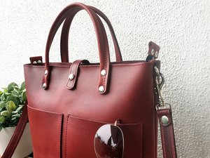 Sac fourre-tout en cuir véritable fait main, grande capacité, imperméable, tendance, pour femmes, couleur personnalisable, logo personnalisé, vente chaude - Product Image 5