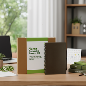 Set Regalo Aziendale Sostenibile Alanna: Taccuino in Fibra di Caffè e Altri Essenziali Ecologici per l'Ufficio - Product Image 3