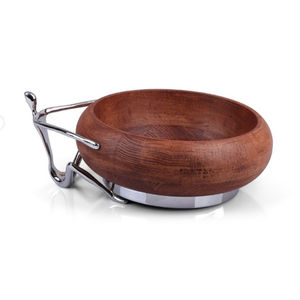 High Quality Round Wooden <b>Bowl</b> Handmade with <b>Silver</b> Floral Accents Polished Technique Prime Home Decoration Accessory - Product Image 4