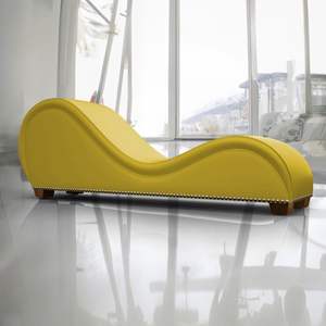 Romantic Chaise Longue Romantic Design <b>Sofa</b> With Bed Mode of <b>Velvet</b> Fabric With Lower Decorative Silver Buttons - Gold - Product Image 1