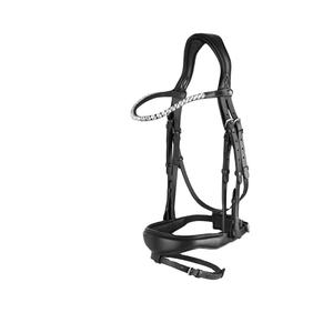 Bride anatomique pour chevaux Bandeau à sourcils en forme de U avec nez et cou rembourrés Accessoire en cuir très confortable - Product Image 1