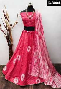 ชุดเลเฮนกาโชลีผ้าไหมชานเดรีพิมพ์ลายบาติกสไตล์อินเดียสำหรับงานแต่งงาน พร้อมขอบลูกไม้และผ้าด้านในสำหรับงานปาร์ตี้ - Product Image 2