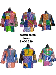 เดรสแฟชั่นสไตล์โบฮีเมียนผ้าคอตตอนแพทช์ Kurta สำหรับผู้หญิงสไตล์หวานความยาว MIDI พร้อมกระดุมตกแต่งผ้าส่งออกคุณภาพสูง - Product Image 5