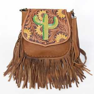 Bolso Tote de Cuero Genuino con Borlas y Cremallera, Estilo Bohemio Occidental, Color Personalizado, Impermeable, Estilo Vaquero Otoñal, Gran Capacidad - Product Image 2