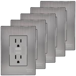 Plaque de connexion double pour fuite à la terre, MXIIF-005, 5 pièces, contact de terre double, 125-250VAC, 15A, 50/60Hz, argent - Product Image 1