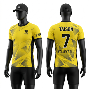 เสื้อวอลเลย์บอลชาย 190 GSM ผ้าโพลีเอสเตอร์พรีเมียมสีดำเทา ลายกราฟิก ชุดกีฬา ซับลิเมชั่น สกรีนโลโก้ตามสั่ง - Product Image 3