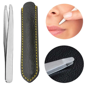 Juego de pinzas para pestañas de acero inoxidable de tendencia superior, aplicador de pestañas, pinzas para cejas con diseño de color plateado y negro personalizado - Product Image 4