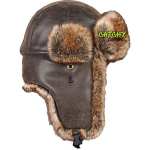 Chapeau d'aviateur en cuir pour homme, doublure en fourrure, rabat d'oreille, chapeau trappeur, coupe-vent, chaud, casquette de pilote, fournisseur pour les sports et les fêtes - Product Image 6