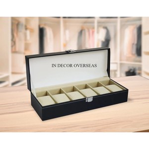 Red Color 100% Pure Leather Made Rectangle Shape <b>Watch</b> Display Case With Transparent Glass And Sponge Interior In Lowest Price - Product Image 4