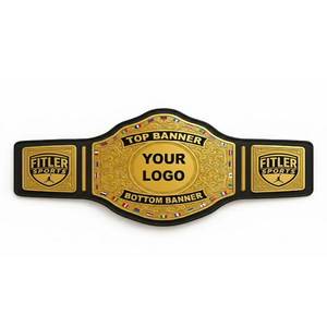 Ceinture de championnat personnalisée de haute qualité avec logo, plaques en laiton plaqué or et zinc, bannière vierge personnalisable, ceinture de récompense pour boxe et lutte, vente en gros - Product Image 2
