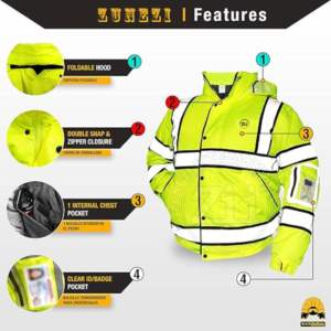 Gilet de sécurité réfléchissant jaune personnalisé de haute qualité, haute visibilité, conforme aux normes ANSI Classe 1 et EN ISO 20471 Classe 2, avec éclairage LED, en molleton de coton, le meilleur choix - Product Image 6