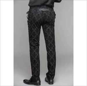 Pantalon cargo pour homme Cyber Gothic, denim foncé, écologique, respirant, taille mi-haute, détail ruban, décontracté, fête, streetwear, hip - Product Image 6