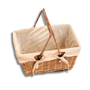 Panier de rangement en osier tissé de style vintage avec poignées pour fleurs, fruits et légumes - Product Image 1