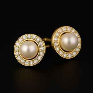 ต่างหูเม็ดเดี่ยวไข่มุกทะเลชุบทองไร้กาลเวลา14kt ทันสมัยมอยส์ซอไนต์สดใสสำหรับของขวัญครบรอบการหมั้น - Product Image 4