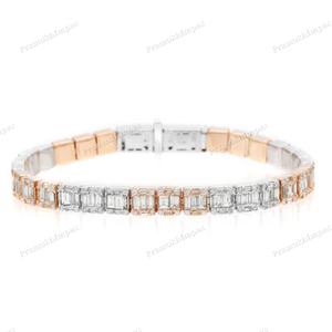 Pulsera de tenis de diamantes de moissanita de dos tonos para mujer, pulsera de plata de ley S925, pedido personalizado, joyería para mujer hecha en la India - Product Image 1
