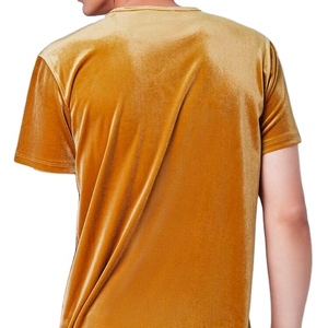 Conception sur mesure logo Velours doux hommes t-shirts Confortable hommes t-shirt Imprimer T-shirts personnalisés décontracté velours tissu t-shirt - Product Image 2