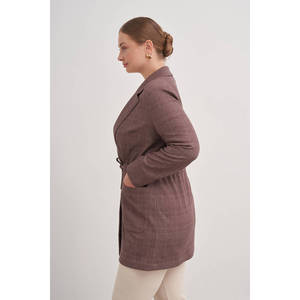 <b>Brown</b> Printed Long Wool Cardigan for Autumn Winter Casual Style - Product Image 4