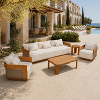 Ensemble de canapés de salon d'extérieur en teck pour hôtel-resort, mobilier contractuel en rotin résistant aux intempéries, personnalisable OEM