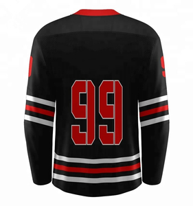 Fabrication sur mesure de maillots de hockey sur glace vierges, logo imprimé par transfert thermique, 100% polyester, imperméable, unisexe adulte - Product Image 3