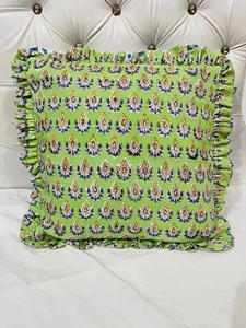 Housse de coussin à volants avec bande taie d'oreiller à volants en coton indien rectangulaire carré Floral coussins bohème décor oreillers - Product Image 2