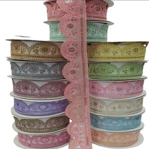 Diamantes de imitación de encaje de algodón 100% bordados hechos a mano étnicos contemporáneos elegantes hechos a medida para accesorios de ropa Saris - Product Image 1